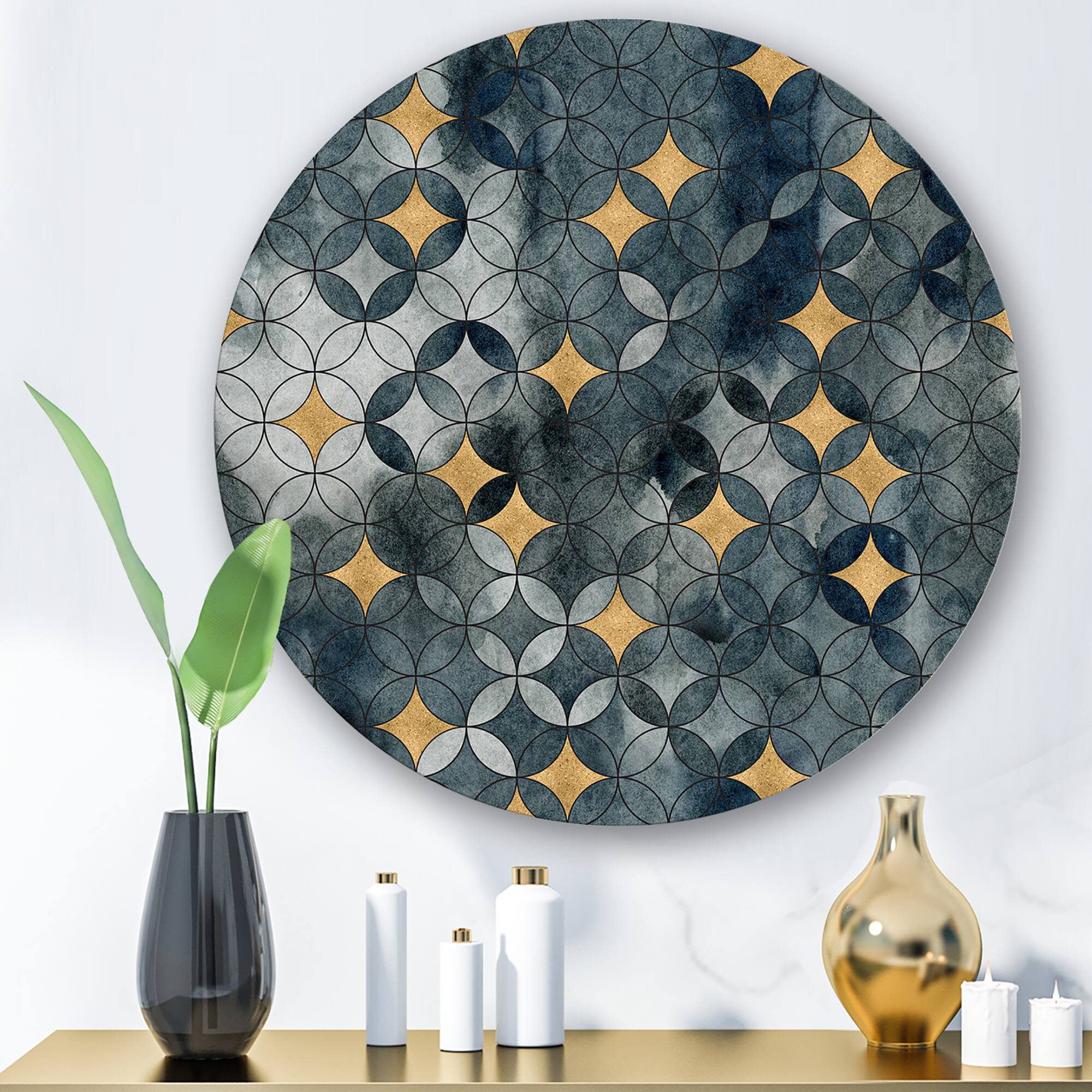 Designart - Geometry Intersecting Circles WIth Golden Stars
